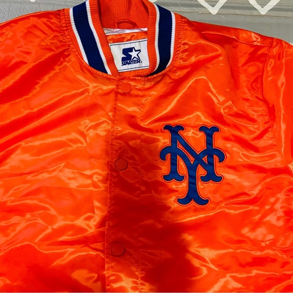 Vintage retro starter New York Mets orange varsity bomber jacket - Picture 5 of 11